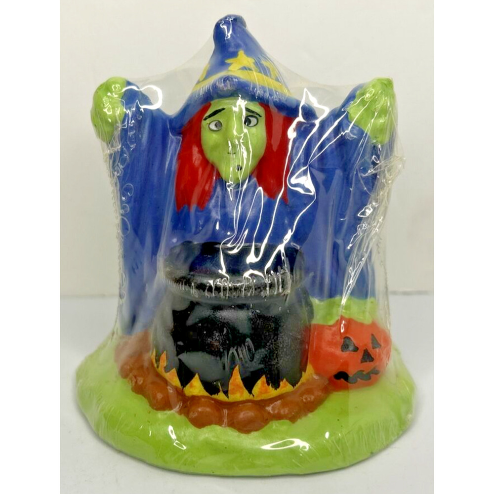 Vintage Halloween Spooky Witch & Cauldron Candle New in Packaging 4" SKU H450